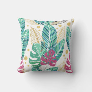 Tropical leaves. Botanical seamless pattern. Vinta Throw Pillow