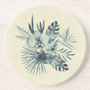 Tropical leaves bouquet coaster