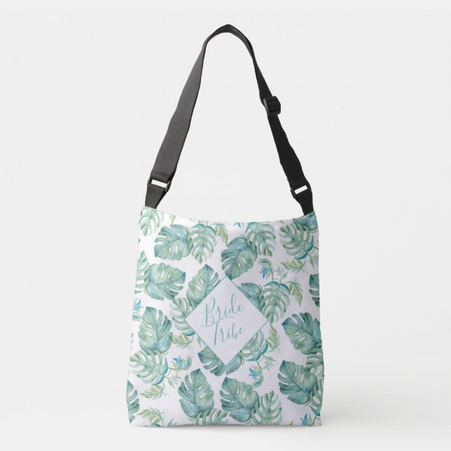 Tropical Leaves Bridal Party Proposal Gift Crossbody Bag (Front)