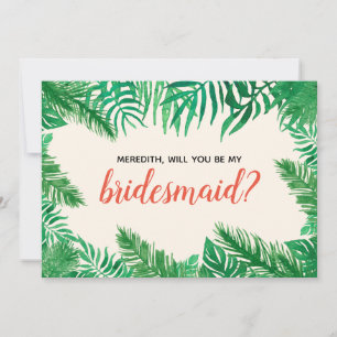 Tropical Leaves Bridesmaid Proposal Personalized