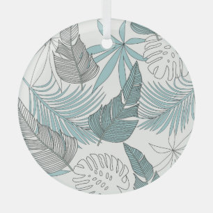 Tropical Leaves: Bright Seamless Trend Glass Ornament