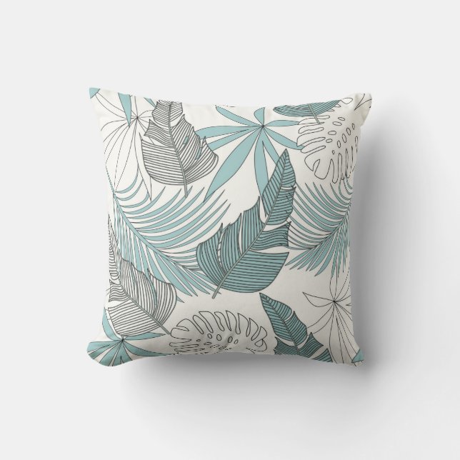 Tropical Leaves: Bright Seamless Trend Throw Pillow (Front)