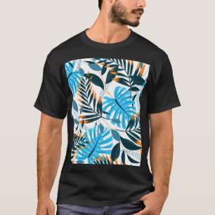 Tropical Leaves Bright White Pattern T-Shirt