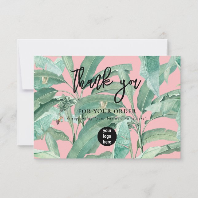 Tropical Leaves Business Thank You Logo (Front)