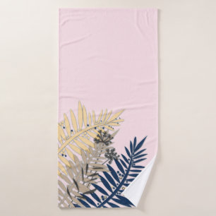 Tropical leaves cartoon abstract in beige colours bath towel