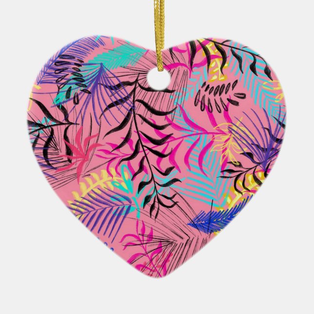 Tropical Leaves Ceramic Ornament (Front)
