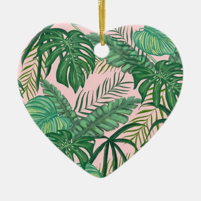 Tropical Leaves Ceramic Ornament (Front)