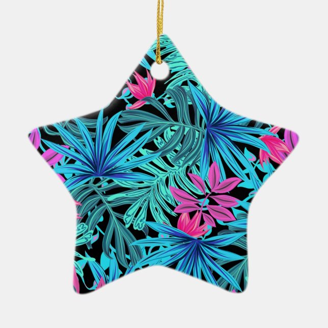 Tropical Leaves Ceramic Ornament (Front)