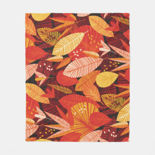 Tropical Leaves: Colourful Geometric Foliage. Fleece Blanket