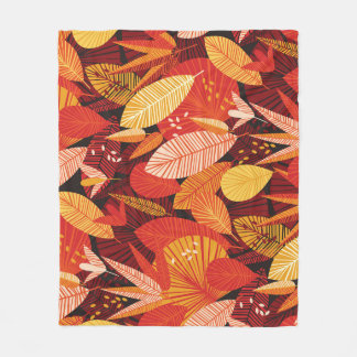 Tropical Leaves: Colourful Geometric Foliage. Fleece Blanket