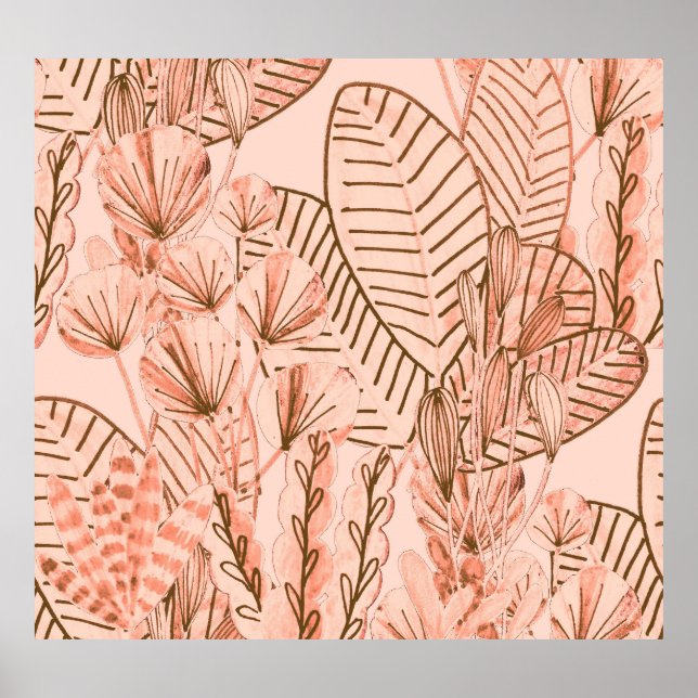 Tropical Leaves: Creative Hand-Drawn Pattern. Poster (Front)