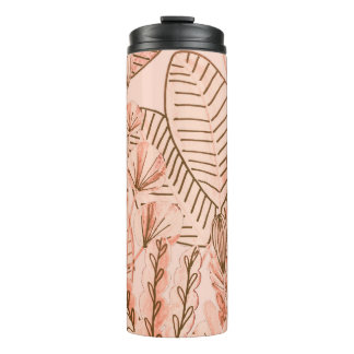 Tropical Leaves: Creative Hand-Drawn Pattern. Thermal Tumbler