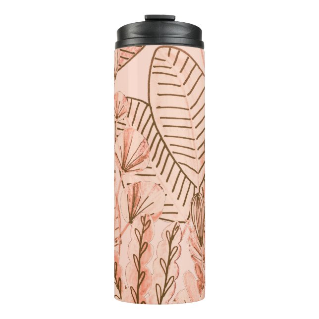 Tropical Leaves: Creative Hand-Drawn Pattern. Thermal Tumbler (Front)