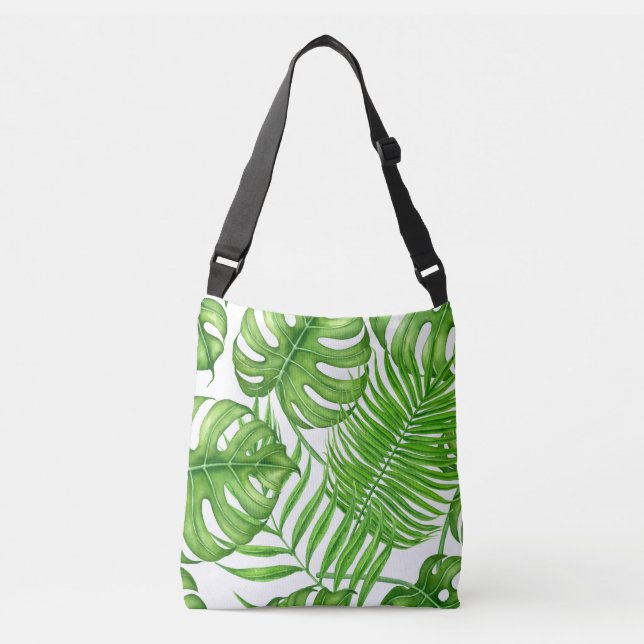 Tropical leaves crossbody bag (Front)