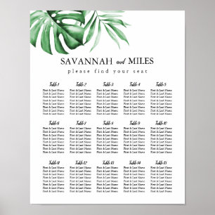 Tropical Leaves Customizable Seating Chart