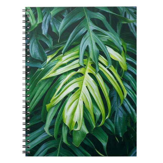 Tropical leaves: dark nature background. notebook (Front)