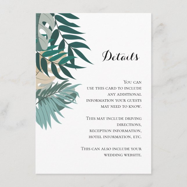 Tropical leaves  enclosure card (Front)
