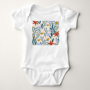 Tropical Leaves: Fashionable Abstract Background. Baby Bodysuit