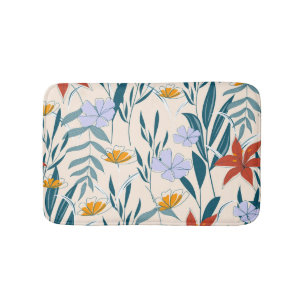 Tropical Leaves: Fashionable Abstract Background. Bath Mat