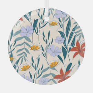 Tropical Leaves: Fashionable Abstract Background. Glass Ornament