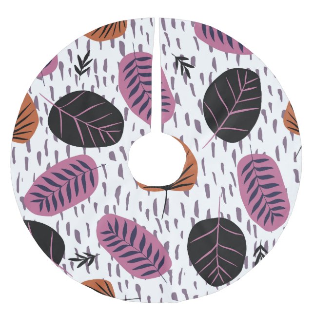 Tropical leaves, fashionable seamless pattern. brushed polyester tree skirt (Front)