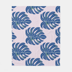 Tropical Leaves Fashionable Seamless Pattern Fleece Blanket