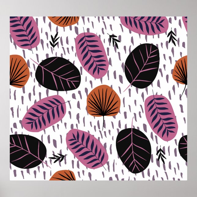 Tropical leaves, fashionable seamless pattern. poster (Front)