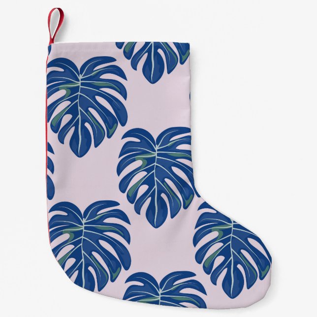 Tropical Leaves Fashionable Seamless Pattern Small Christmas Stocking (Front)