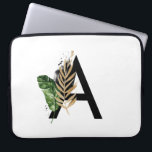 Tropical Leaves Faux Gold Foil Letter A Monogram Laptop Sleeve<br><div class="desc">Tropical Leaves Faux Gold Foil Letter A Monogram Laptop Sleeve | Boho monogram laptop sleeve featuring watercolor tropical leaves with faux gold foil accent. This tropical laptop sleeve is perfect for summer. This design is available in other items.</div>