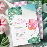 Tropical Leaves Flamingo 60th Birthday Party Invitation<br><div class="desc">This fun 60th Birthday party invitation features the the words "Let's Flamingle" with the guest of honour's name set in a modern handwritten script typography with event details in a classic serif font. A replica of my original watercolor pink flamingo and monstera palm leaves in shades of blues, greens and...</div>