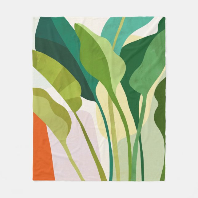 Tropical Leaves Fleece Blanket (Front)