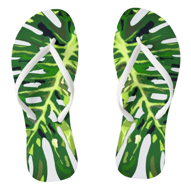 Tropical Leaves Flip Flops (Footbed)