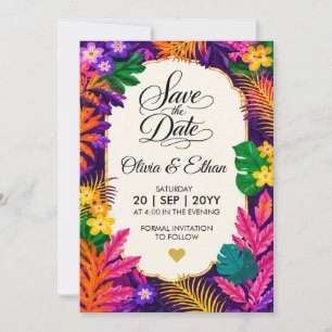 Tropical Leaves Floral Design Save The Date