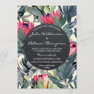 Tropical leaves floral modern wedding invitation