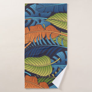 Tropical leaves, floral seamless pattern. bath towel