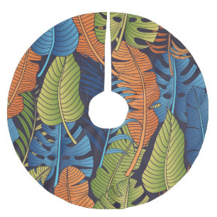 Tropical leaves, floral seamless pattern. brushed polyester tree skirt