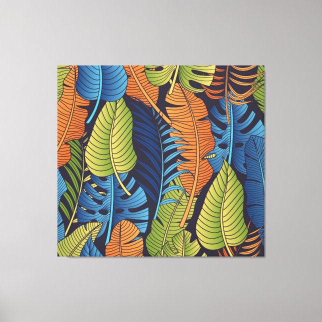 Tropical leaves, floral seamless pattern. canvas print (Front)