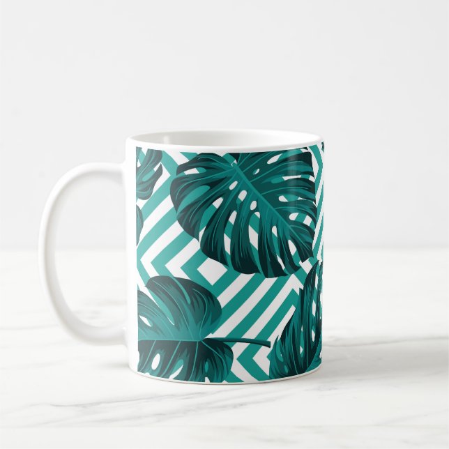 Tropical Leaves: Floral Seamless Pattern. Coffee Mug (Left)