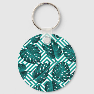 Tropical Leaves: Floral Seamless Pattern. Keychain