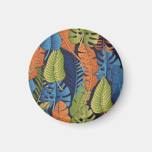 Tropical leaves, floral seamless pattern. magnet