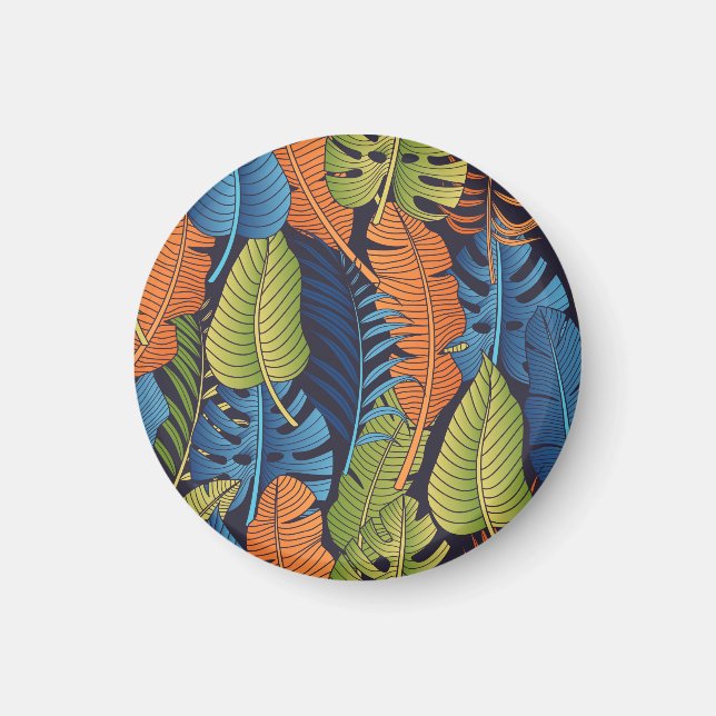 Tropical leaves, floral seamless pattern. magnet (Front)
