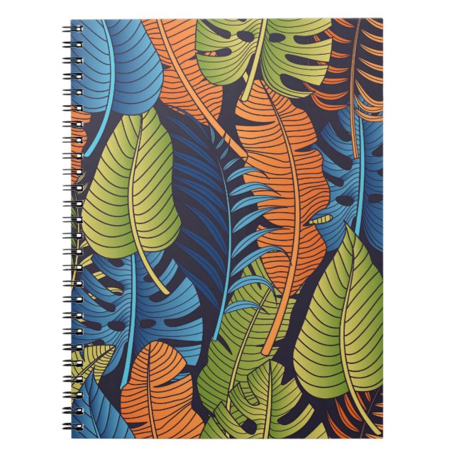Tropical leaves, floral seamless pattern. notebook (Front)