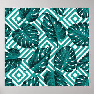 Tropical Leaves: Floral Seamless Pattern. Poster