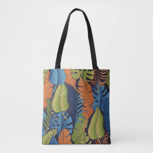 Tropical leaves, floral seamless pattern. tote bag