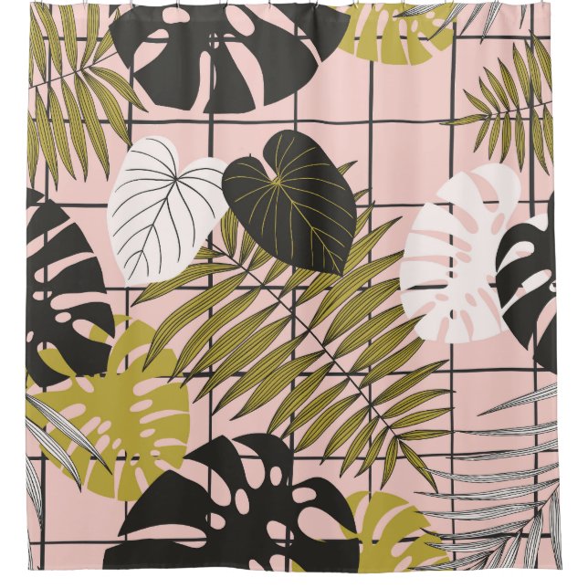 Tropical leaves, flowers, hand-painted pattern. (Front)