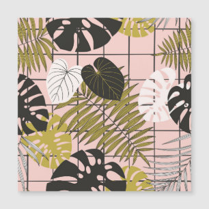 Tropical leaves, flowers, hand-painted pattern.