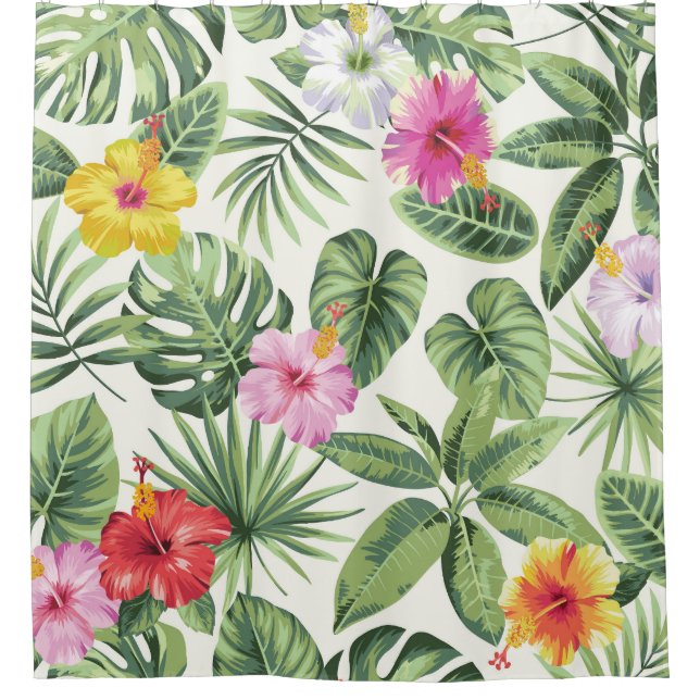Tropical leaves, flowers, seamless vintage pattern (Front)