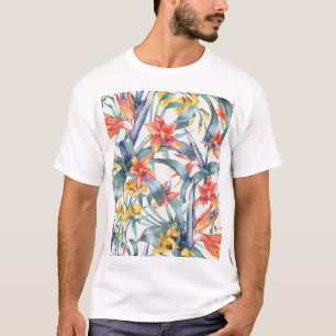 Tropical Leaves Flowers Vintage Botanical T-Shirt