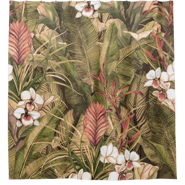Tropical Leaves Flowers Watercolor Pattern (Front)