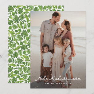 Tropical Leaves Foliage Photo Mele Kalikimaka Holiday Card